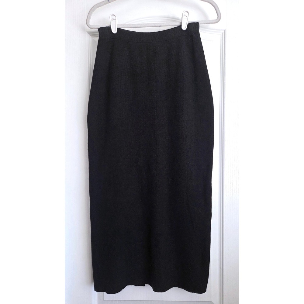 Jenni Kayne Ludlow Skirt Black Cotton Cashmere Knit Maxi‎ Column Skirt Size M - Picture 4 of 8